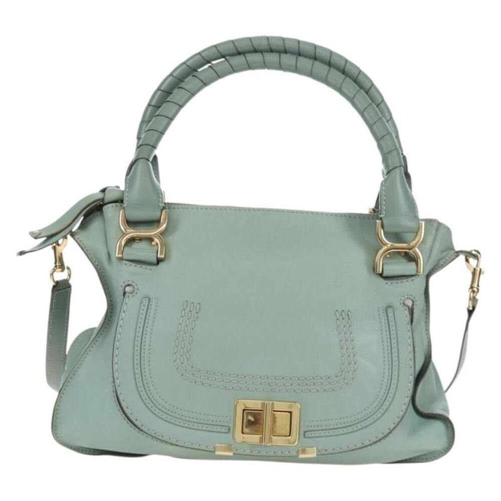 Chloe Marcie Top Handle Leather Green Leather Handbag